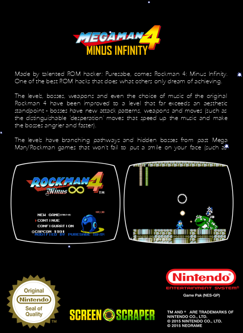 MegaMan IV : Minus Infinity (Hack) — Box back